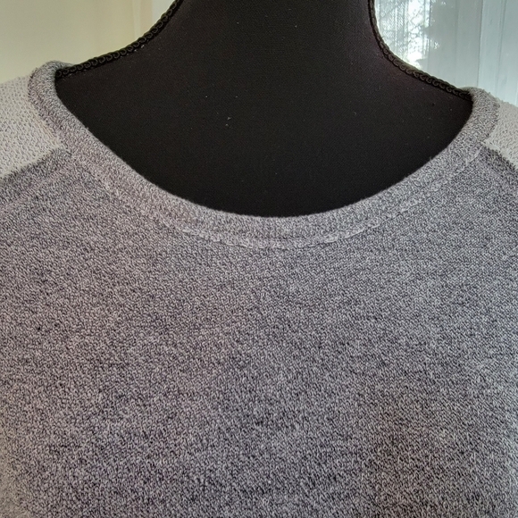 Anm Gray Casual Long Raglan Sleeve Shirt w/Sheer Boho Print Fabric Size Large - Picture 5 of 12